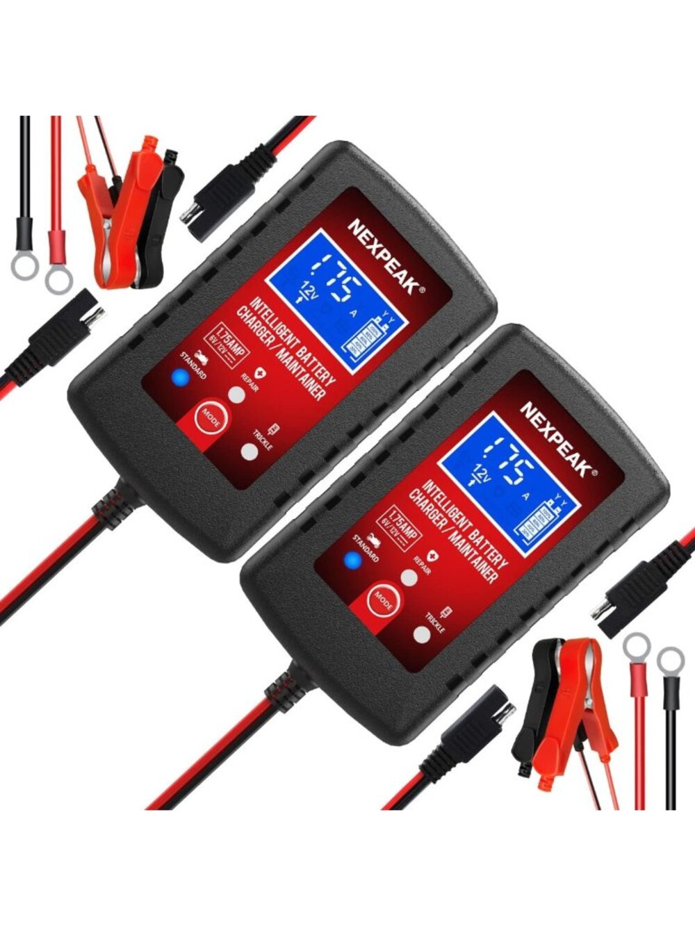 2-Pack Smart Fully Automatic Battery Charger Maintainer for Car, Marine